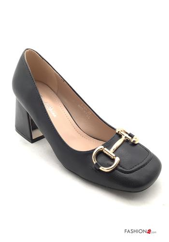  Zapatos de tacón alto imitación de cuero  Negro