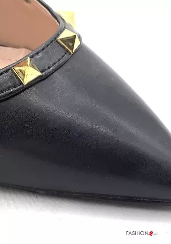  Zapatos de tacón alto imitación de cuero con tachuelas 