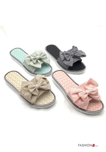 Set 36 pairs Striped Slide Sandals with bow