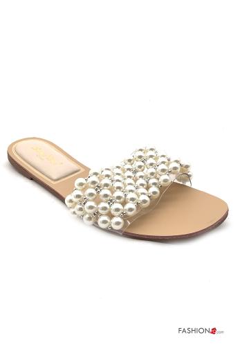  Slide Sandals with pearls