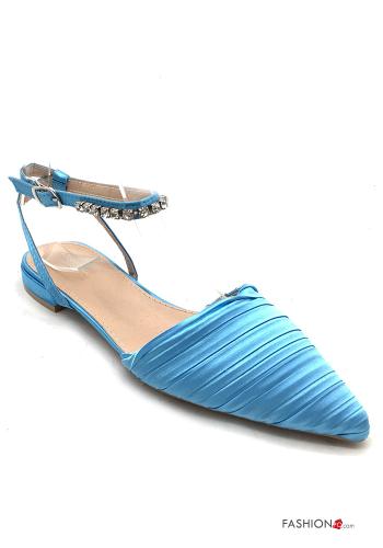  Sandals with rhinestones Ankle strap Light cornflower blue