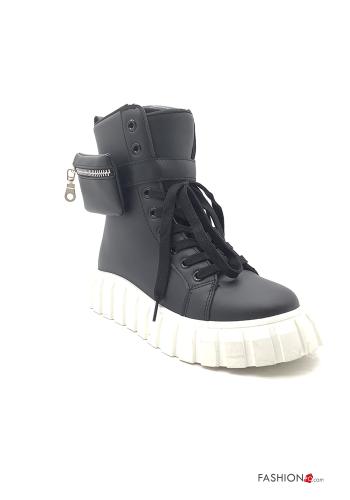  faux leather High-top trainers with Pouch bag