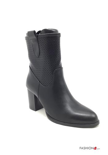  Tronchetti ecopelle con zip  Nero