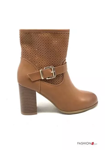  faux leather round-toe Ankle boots with zip Ankle strap