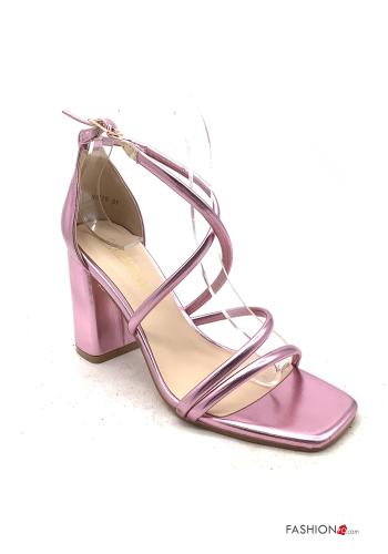  metallic Heeled shoes Ankle strap Pink