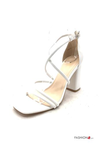  metallic Heeled shoes Ankle strap White