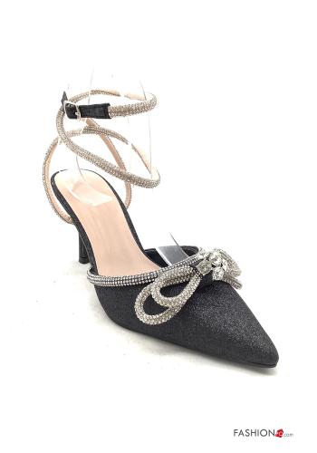  pointed-toe Heeled shoes with rhinestones Ankle strap