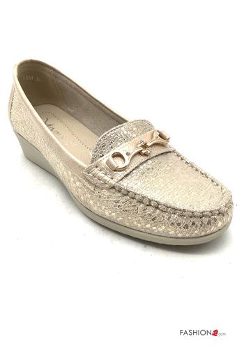  Mocassins faux cuir métallique 