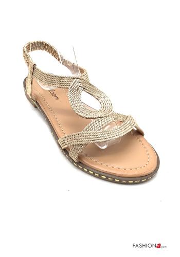  faux leather metallic Sandals  Beige