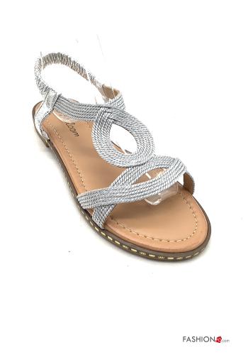  faux leather metallic Sandals  Silver
