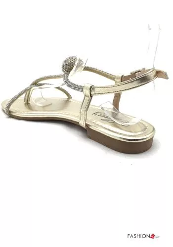  Sandali metallizzato con strass con cinturino 