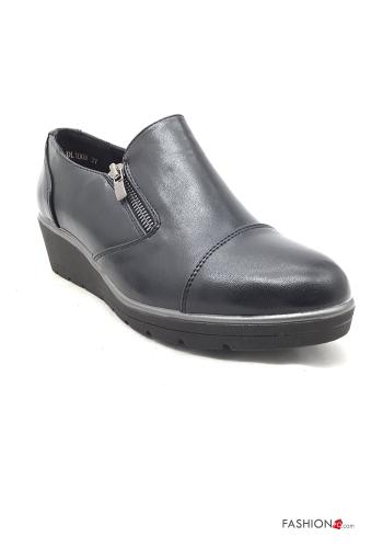  Chaussures plates faux cuir avec fermeture éclair 