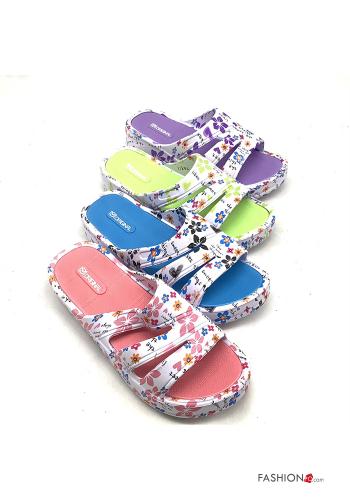 Lot de 36 paires Claquettes à Imprimé Floral 