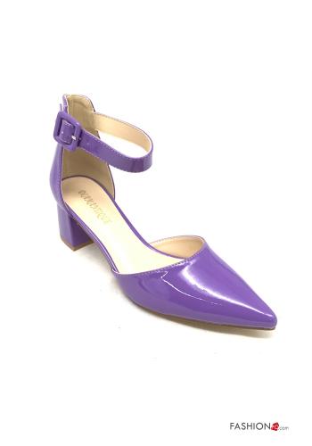  faux leather pointed-toe Heeled shoes Ankle strap Amethyst