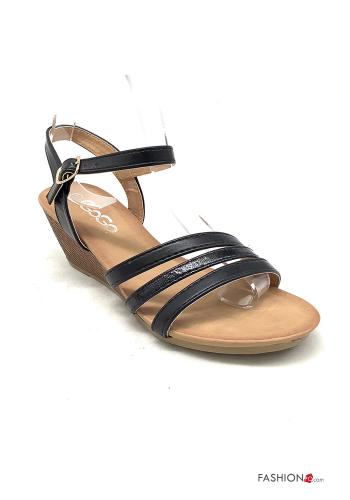  faux leather Sandals Wedge Ankle strap
