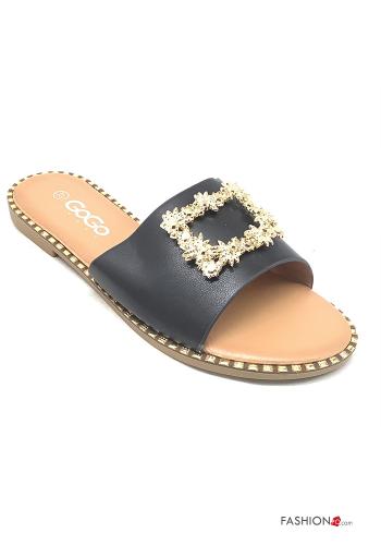  faux leather Sandals  Black