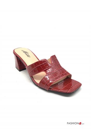 Kroko-Optik Kunstleder mit eckiger spitze open toe High Heel 