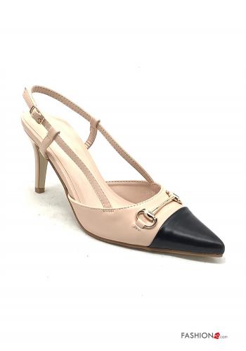  Scarpe con tacco ecopelle a punta  Beige