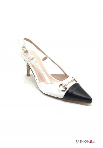  Scarpe con tacco ecopelle a punta  Bianco