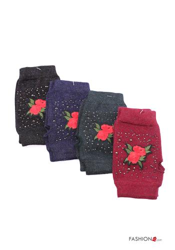  Guantes de Algodón Estampado Floral con brillantes 