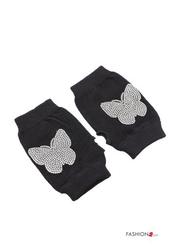  Animal motif Cotton Sleeves with rhinestones