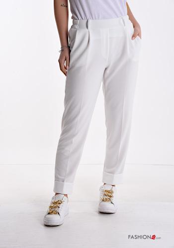  Pantalone con tasche con elastico  Bianco