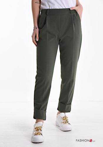  Pantalone con tasche con elastico  Verde militare
