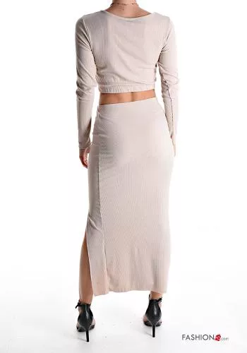 Ribbed Co-ord with elastic with split