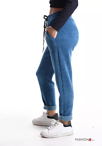  Pantalon de jogging en Velours avec coulisse avec poches avec élastique 