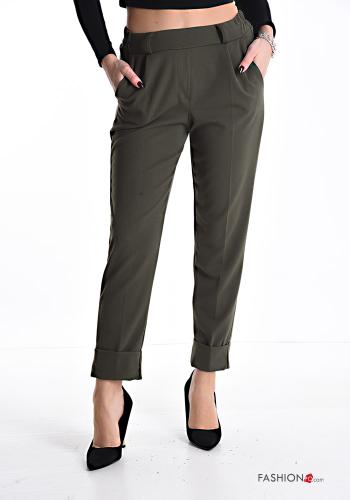  Trousers with pockets with elastic Military green
