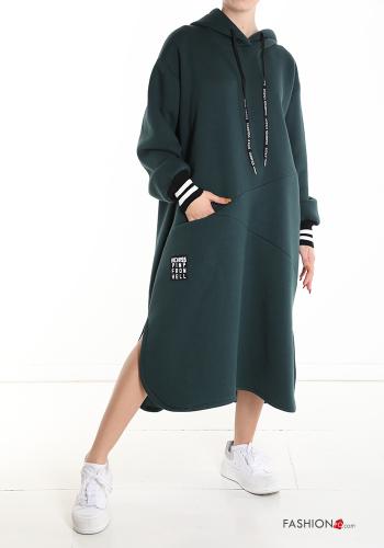  Kleid aus Baumwolle mit Taschen mit Kapuze