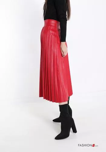  pleated Longuette faux leather Skirt 