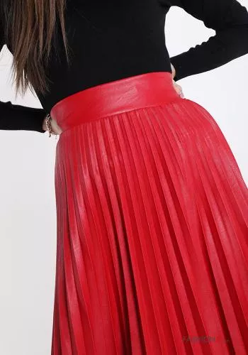  pleated Longuette faux leather Skirt 
