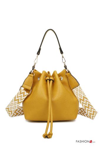  faux leather Shoulder bag with shoulder strap School bus yellow