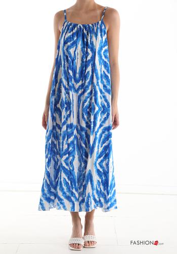  Patterned Sleeveless Dress  Electric blue