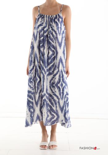  Patterned Sleeveless Dress  Klein Blue