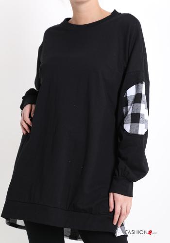  Vichy Muster Sweatshirt aus Baumwolle  Schwarz