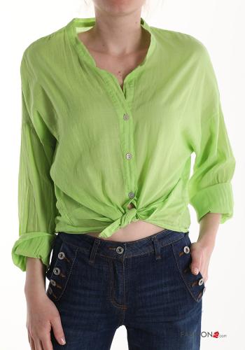  Cotton Shirt with knot 3/4 sleeve Lime