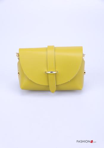 Borsa in Vera pelle con tracolla  Giallo senape