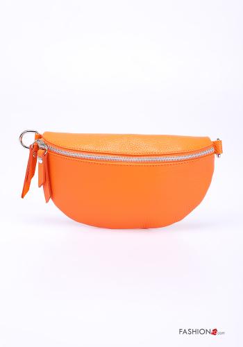  Marsupio in Vera pelle con zip con strass  Arancione