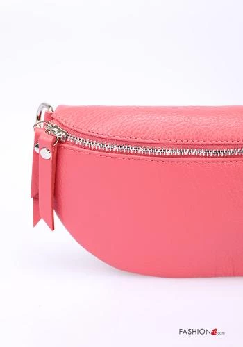  Genuine Leather Pouch bag with zip with rhinestones