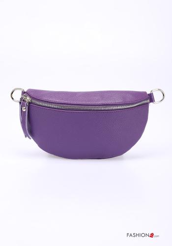  Marsupio in Vera pelle con zip con strass  Viola