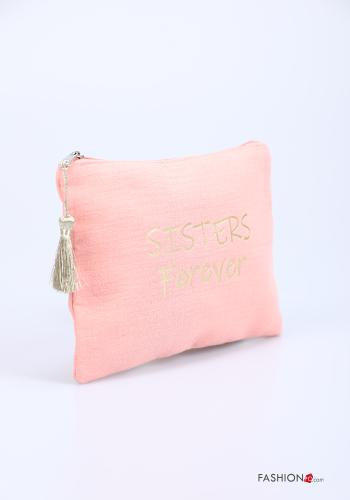  Lettering print Cotton Purse with zip