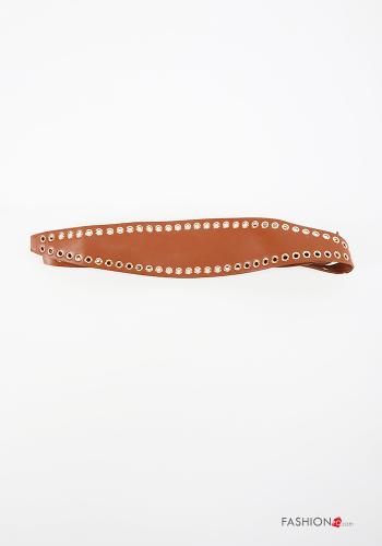  Cinturón imitación de cuero ajustable con tachuelas 
