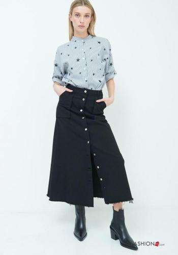  Gonna in Cotone denim Longuette con bottoni 