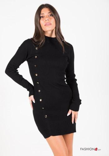  long sleeve mini Dress Rollneck with buttons