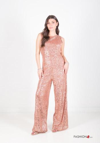  sleeveless backless wide leg Jumpsuit with sequins