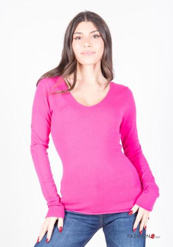  Maglione scollo a V  Fucsia