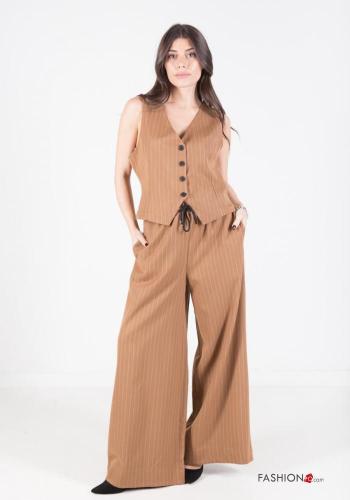  Striped Trousers with pockets with elastic with drawstring with buttons