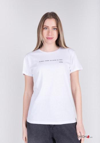  T-shirt de Algodón Patrones de escritura 